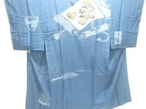 アンティーク　絞り茶器模様男物長襦袢